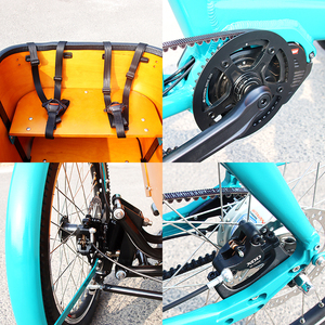 Asiento infantil Dispositivo de equilibrio oscilante de carga frontal Bicicleta de carga eléctrica de tres ruedas de <span class=keywords><strong>26</strong></span> pulgadas Bicicleta de carga E con <span class=keywords><strong>cubierta</strong></span> de lluvia - Product Image 6