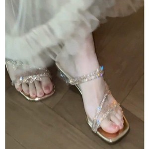 2026 New Summer Rhinestone 2-Way Sandals for Women Fairy Style High Heel <b>Slides</b> for Outdoor Wear Gorgeous and Trendy with Dres - Product Image 4