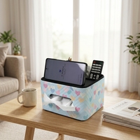 Boîte à mouchoirs en cuir PU LG7347 rectangulaire avec plateau de rangement, support pour télécommande, organisateur de bureau pour salon