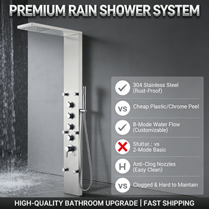 Hotel moderno massaggio spa doccia a pioggia montaggio a parete colonna doccia schermo miscelatore rubinetto set - Product Image 5