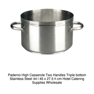 Olla de Acero Inoxidable Profunda Ø 45 cm H 27.5 cm, 44 L, Base de Triple Capa Paderno - Product Image 2