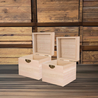 Boîte de rangement carrée en bois non finie maison bricolage pin matériel articulé non peint bijoux anneau affichage emballage