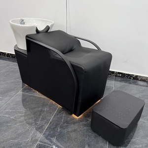 Sillón de lavado de pelo semi-reclinable de cuero sintético, de alta gama y diseño sencillo, especial para barberías y salones de belleza, popular en redes, directo de fábrica. - Product Image 3