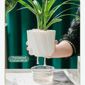 Pot de fleur auto-absorbant paresseux <span class=keywords><strong>louer</strong></span> dans le salon chambre intérieur sol rond grand pot de fleur paresseux Pot de fleur humain - Product Image 4