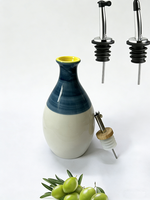 Distributeur d'huile d'olive et de vinaigre en céramique, anti-fuite, qualité alimentaire, de luxe, 400 ml, avec bec verseur et bouchon, pour fêtes et cuisine