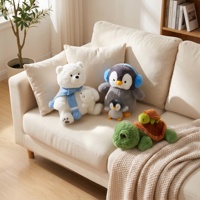 En gros, Ensemble en peluche 2-en-1 Mère et Bébé, comprenant un ours polaire câlin, des cache-oreilles, un pingouin et une tortue marine, animaux en peluche doux, cadeau de boutique, OEM
