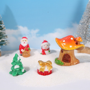 Santa Claus And Snowman Miniature Landscape Christmas Ornament Resin Indoor Decor <b>Accessories</b> - Product Image 2