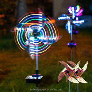 Lampes de Patio à énergie <span class=keywords><strong>solaire</strong></span>, <span class=keywords><strong>moulin</strong></span> à <span class=keywords><strong>vent</strong></span> d'extérieur 4 feuilles, lumière rotative Led paysage, lampe de <span class=keywords><strong>jardin</strong></span> <span class=keywords><strong>solaire</strong></span> étanche - Product Image 1