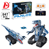 Set de Construcción de Dinosaurio Transformable RC, 847 Piezas, 2 en 1, Dinosaurio y Robot Tanque, STEM, Control Remoto por Aplicación, Ladrillos Programables