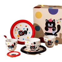 Ensemble de bols et assiettes pour chat, design adorable et de grande valeur, collection Cat Planet, vaisselle en coffret cadeau, compatible micro-ondes, Instagram