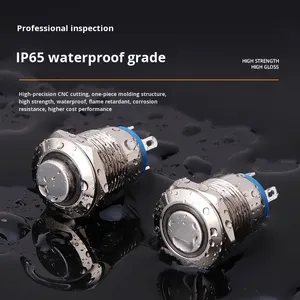 12 mét 3A vòng điện tử thắp sáng Đầu phẳng 4 pins momentary tự-thiết lập lại/tự-khóa IP55 kim loại không thấm nước <span class=keywords><strong>push</strong></span> <span class=keywords><strong>button</strong></span> chuyển - Product Image 2