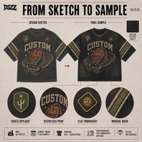 T-shirt personnalisé en jersey 100 % coton 280 GSM épais, coupe ample, motif Scorpion, délavage minéral, imprimé vintage, badge brodé, OEM ODM