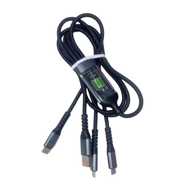 100W 120W 1.2M 3 in 1 Fast Charging USB Cables Type C & Micro USB Convenient Data Multiple Fast Charging Cable