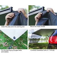 Wareda Auvent pliable en maille PVC facile à installer, pare-soleil portable pour camping-car, caravane, remorque, motorhome
