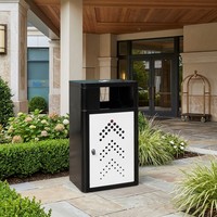 Poubelle extérieure en acier galvanisé MAX MAX-HK403 119,2 L avec cendrier, ouverture latérale et verrouillage pour parcs, rues, hôtels et espaces publics