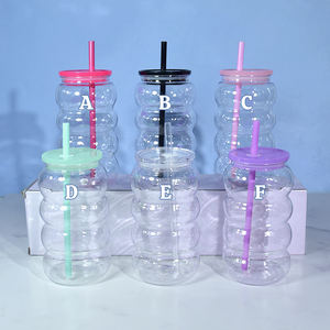 Vaso de Cerveza Libby de Plástico Acrílico Transparente de 16 oz con Logotipo Personalizado, con Tapa y Pajita de Colores - Product Image 3