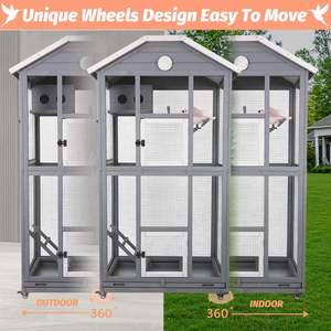 <span class=keywords><strong>Volière</strong></span> de vol en bois avec perchoirs et plateau coulissant facile à nettoyer pour les perruches Grande cage à oiseaux extérieure - Product Image 6
