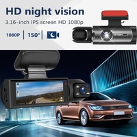 Cámara para Coche de Doble Lente 1080P con Sensor G, NFC, Gran Angular de 180°, Pantalla IPS de 3.0 Pulgadas, WiFi y Visión Nocturna