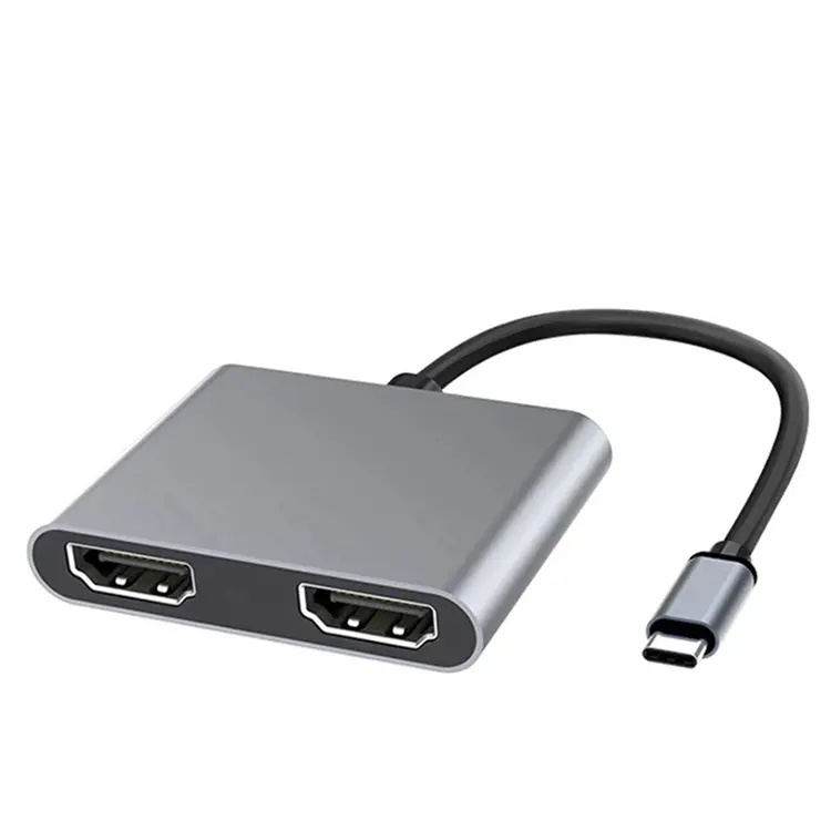 2 In 1 USB C Hub เป็น HDTV คู่4K,สถานีเชื่อมต่อ Type C แบบขยายหน้าจอคู่สำหรับ PC แล็ปท็อป Macbook อุปกรณ์เสริม