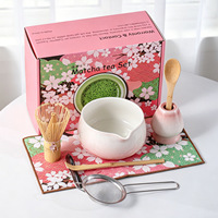Ensemble de thé matcha en céramique JY, bol à matcha créatif en forme de fleur en relief