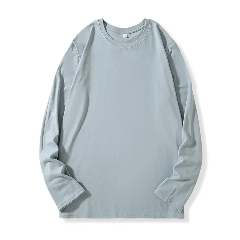 Combed Cotton Long Sleeve T-shirt Loose Solid Casual Top Undercoat t shirts with custom logo