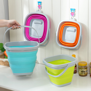 Multi-Function Square Foldable Pail plastic Collapsible Bucket 5 Liter, 10 Liter Fishing Pail Sand Beach Pail