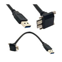 Gratis sampel kustom 9 Pin Usb 3.0 a laki-laki ke 90 derajat bentuk l Usb 3.0 mikro B kabel dengan kunci sekrup