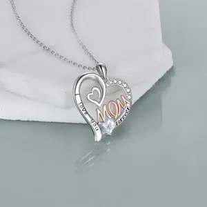 Fashion Explosion Heart-Shaped Double Love Mother's Day Gift Choker Necklace Jewelry Women Diamond Letter Pendant Necklace