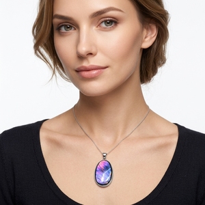 Pendentif en <span class=keywords><strong>labradorite</strong></span> violette de haute qualité avec des changements de couleur intenses, pierre précieuse naturelle, bijoux sculptés écologiques de haute qualité - Product Image 4