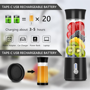 ポータブルブレンダー シェイクやスムージー用 500ml 電動ジューサー 4000mAh BPAフリー素材使用 スムージーブレンダー US Bblender - Product Image 2