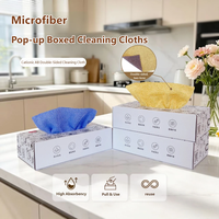 Lingettes de nettoyage en microfibre tricotée double face en polyester, distributeur en boîte, réutilisables, pour cuisine, non pelucheuses, hygiéniques, utilisation humide ou sèche