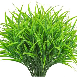 Plante artificielle en plastique à cinq branches, imitation herbe de printemps, pour décoration extérieure, jardin, fenêtre, aménagement paysager, en pot - Product Image 3
