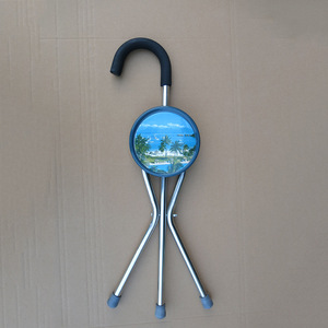 Stainless Steel Cane <b>Stool</b> With Seat Triangular Walking Aid For Elderly Blue One Size - Product Image 2