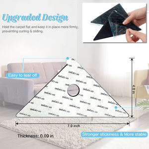 4pcs Upgraded Larger Size PU Reusable Grid Triangle Rug Gripper with Strong Adhesive Non-Slip for Large <b>Carpets</b> - Product Image 4