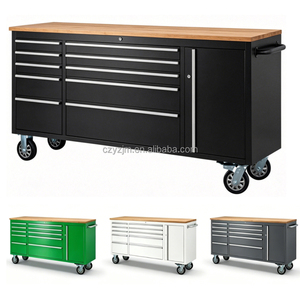 Boîte à <span class=keywords><strong>outils</strong></span> d'atelier OEM en gros sur roulettes, robuste, <span class=keywords><strong>72</strong></span> <span class=keywords><strong>pouces</strong></span>, en acier inoxydable, avec 10 tiroirs, rouge, bleu, noir - Product Image 3