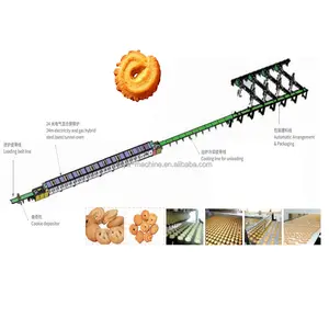 Lini produksi biskuit otomatis 500 kg/Jam/mesin kue/Oven jalur konveyor/mesin kue