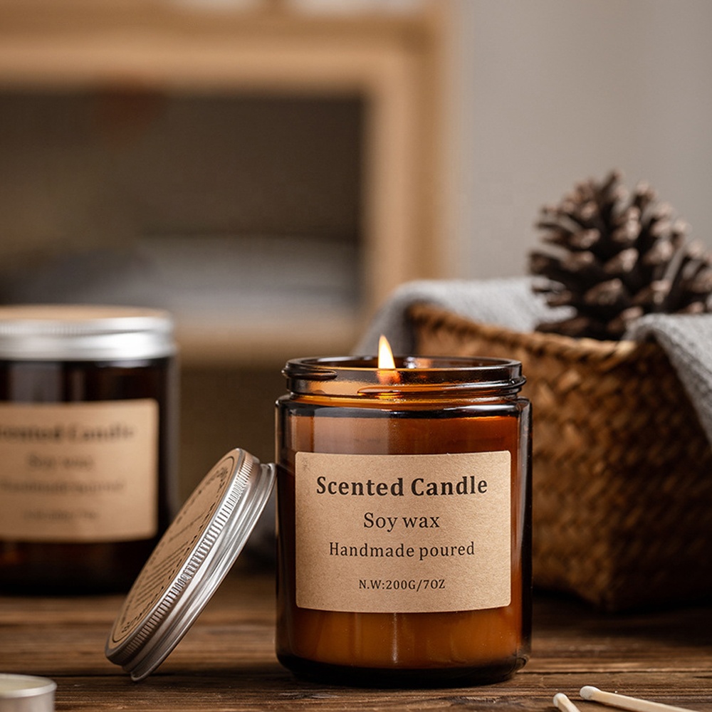 35 часов сгорания на каждом открытом воздухе в помещении коричневое стекло может длительного действия Цитронелла частная марка соевый воск шалфей ароматизированные банка свечи