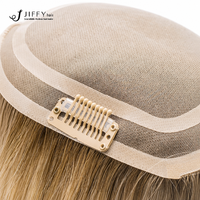 Postiche Bob Blond Premium avec Mèches Naturelles pour Femmes Souffrant de Perte de Cheveux, Topper Capillaire à Velcro, Ligne de Cheveux Halo