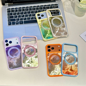 เคสโทรศัพท์แบบมีขาตั้งแม่เหล็กไล่เฉดสี Bling Gradient Ombre สำหรับ iPhone 17 16 15 14 Pro Max พร้อมที่ยึดแบบเลเซอร์ ฝาหลังลายเปลือกหอยสีรุ้ง IMD - Product Image 2