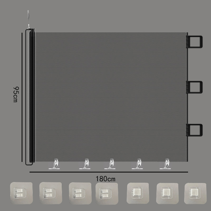 180*95cm regular black-pet retractable door rail