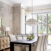 Lustre moderne rond en cristal transparent de luxe, villa, salon, restaurant, lampe suspendue