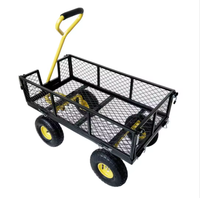 Chariot Pliant Robuste en Acier avec Côtés en Maille, 4 Roues, Chariot de Jardin Pratique, Diable d'Extérieur, Chariot Pliable
