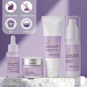 Ensemble de soins de la peau anti-âge en marque privée, 4 pièces, nettoyant <span class=keywords><strong>visage</strong></span>, sérum, crème, tonique, anti-acné, blanchissant, <span class=keywords><strong>kit</strong></span> de soins <span class=keywords><strong>du</strong></span> <span class=keywords><strong>visage</strong></span> pour femmes - Product Image 1