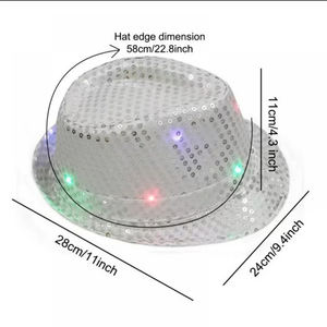 Sombrero Fedora de lentejuelas LED con brillo intermitente colorido personalizado forma redonda sombrero <span class=keywords><strong>Pandora</strong></span> LED para fiestas de Diwali <span class=keywords><strong>Navidad</strong></span> y Año Nuevo - Product Image 5