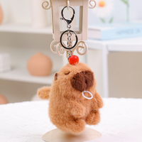Pendentif en peluche Capybara mignon avec son, lumière et queue qui bouge, fourrure douce, porte-clés portable pour sac, cadeau adorable pour enfants