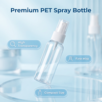 Flacon pulvérisateur PET transparent de 50 ml, vente en gros d'usine, brume ultra fine, rechargeable, format voyage, atomiseur d'eau cosmétique