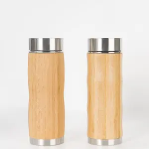 Custom LOGO ECO Friendly Double Wall Insulated Thermal Bamboo Coffee Tumbler Travel Mug Water Bottles