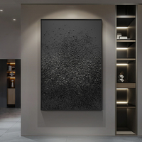 Peinture murale abstraite ciel étoilé, étoile dorée texturée, peinture suspendue de luxe faite à la main pour la décoration du salon