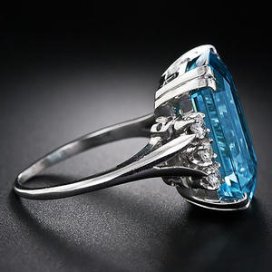 Bague en diamant platine taille émeraude couleur D naturelle, bijoux de fiançailles pour femme F487 - Product Image 3