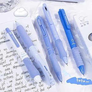 Lot de 5 stylos rétractables mignons à thème café, avec différentes pointes, encre à séchage rapide, écriture fluide, idéal pour l'école et le bureau, en plastique, 0,5 mm - Product Image 5